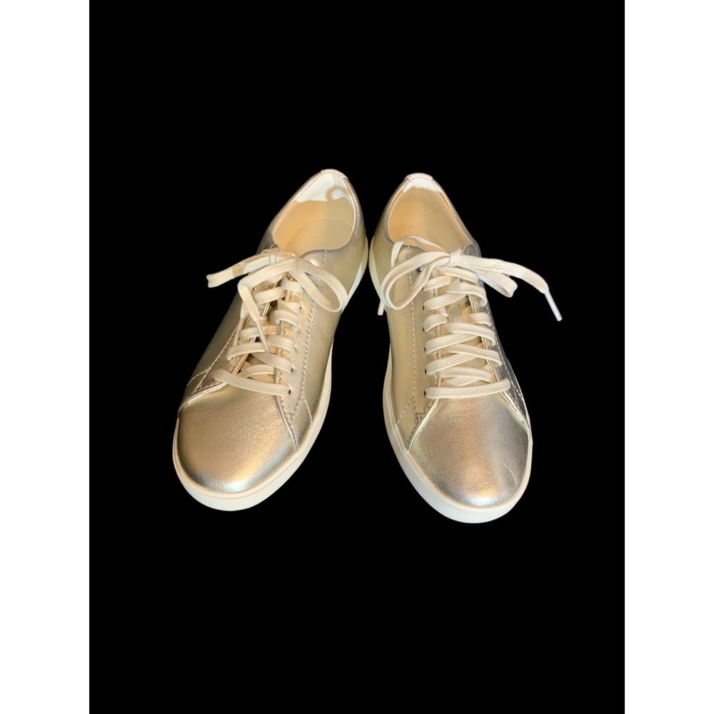 COLE HAAN GRAND OS Ladies Silver Leather Lace Up Crosscourt Sneakers Sz 5B